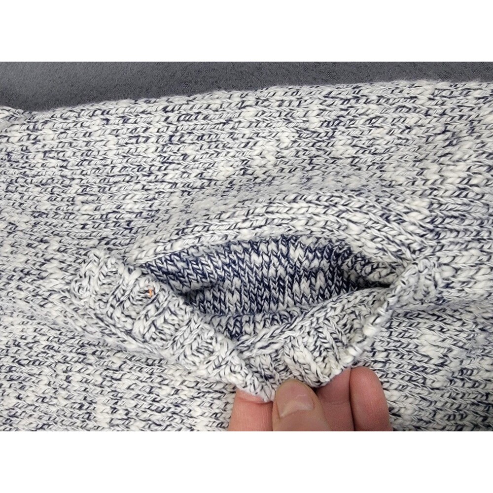 L.L.Bean Sweater Mens XL Gray White Marled Knit Cotton Full Zip Cardigan Pockets - Picture 5 of 11